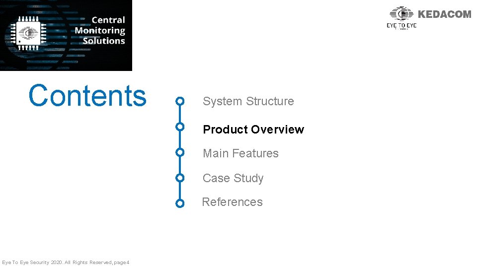 Contents System Structure Product Overview Main Features Case Study References Eye To Eye Security