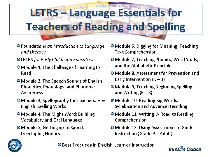 LETRS – Language Essentials for Teachers of Reading and Spelling Foundations an Introduction to