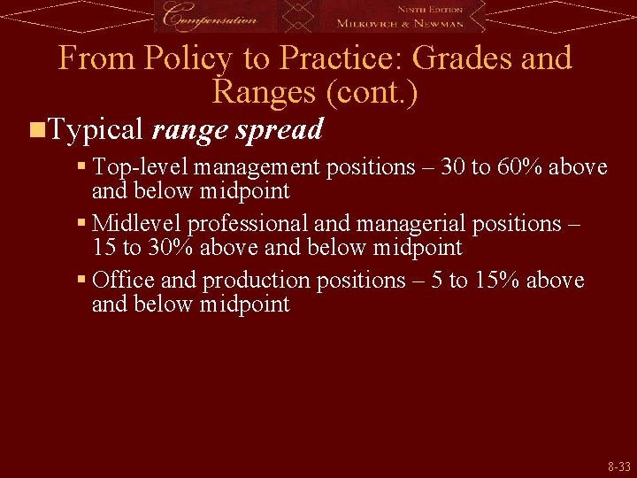 From Policy to Practice: Grades and Ranges (cont. ) n. Typical range spread §