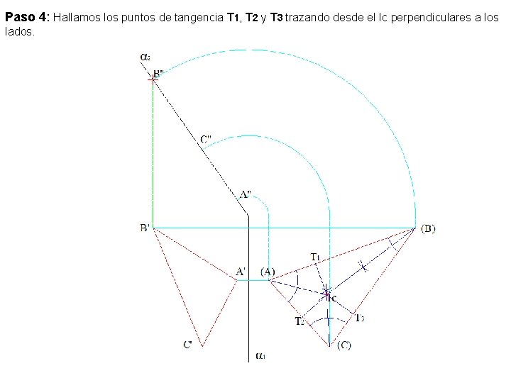 Paso 4: Hallamos los puntos de tangencia T 1, T 2 y T 3