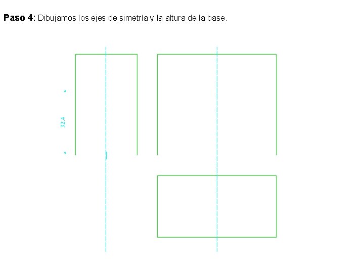 Paso 4: Dibujamos los ejes de simetría y la altura de la base. 