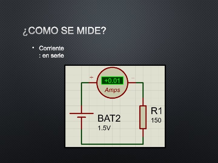 ¿CÓMO SE MIDE? • CORRIENTE : EN SERIE ¿CÓMO SE MIDE? • CORRIENTE : EN SERIE