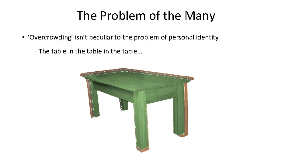 The Problem of the Many • ‘Overcrowding’ isn’t peculiar to the problem of personal