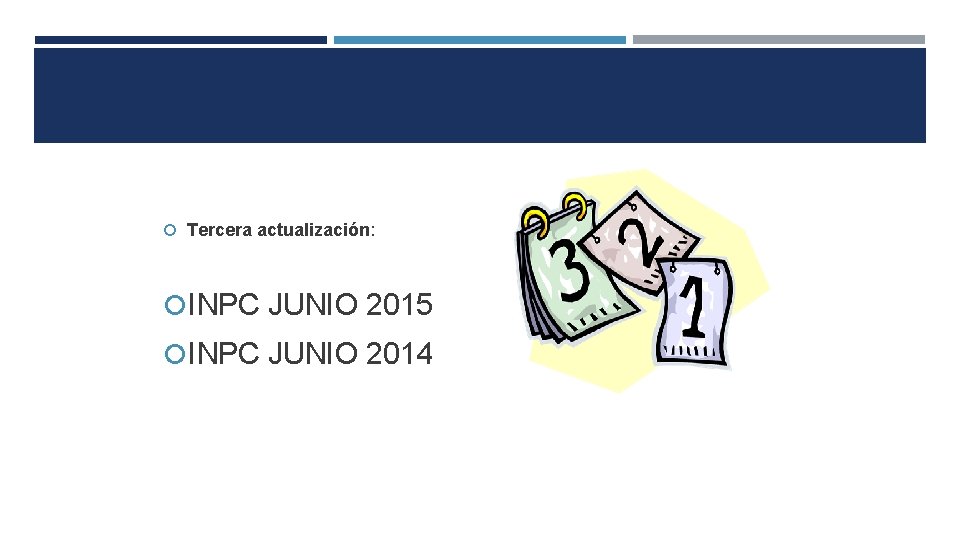  Tercera actualización: INPC JUNIO 2015 INPC JUNIO 2014 