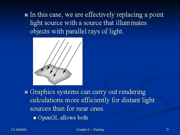 n In this case, we are effectively replacing a point light source with a