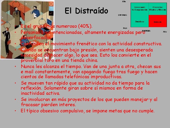 El Distraído • Es el grupo más numeroso (40%). • Personas bien intencionadas, altamente El Distraído • Es el grupo más numeroso (40%). • Personas bien intencionadas, altamente