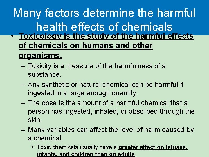 Environmental Hazards and Human Health Chapter 14 Section