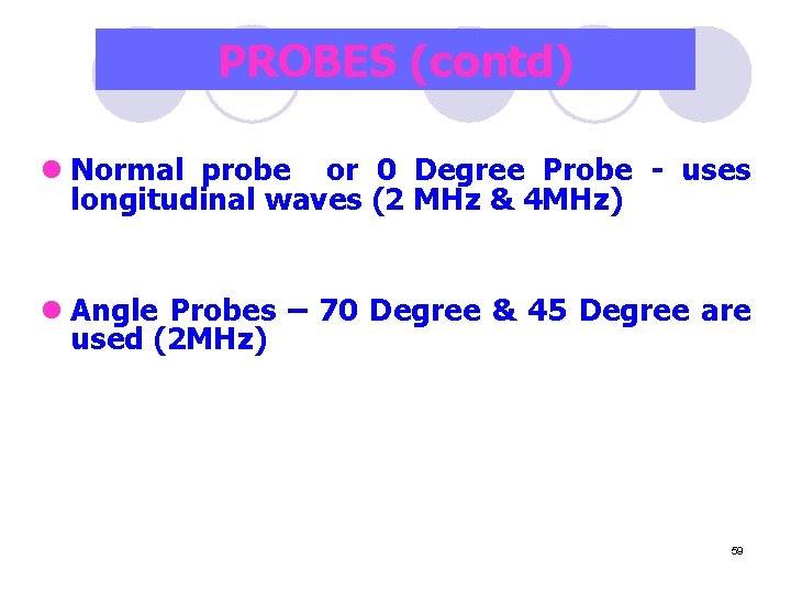 PROBES (contd) l Normal probe or 0 Degree Probe - uses longitudinal waves (2