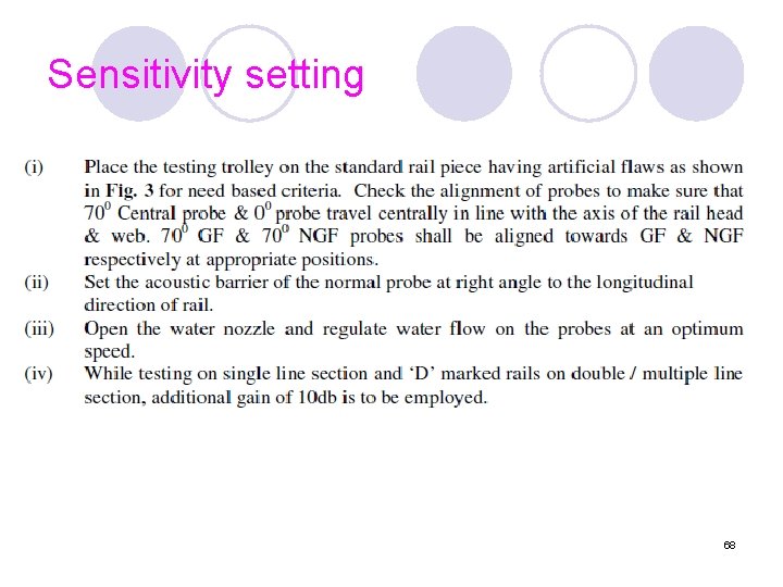 Sensitivity setting 68 