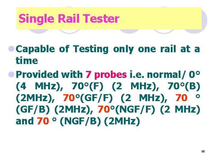 Single Rail Tester l Capable of Testing only one rail at a time l