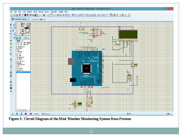 Figure 2: Circuit Diagram of the Mini Weather Monitoring System from Proteus 15 Figure 2: Circuit Diagram of the Mini Weather Monitoring System from Proteus 15