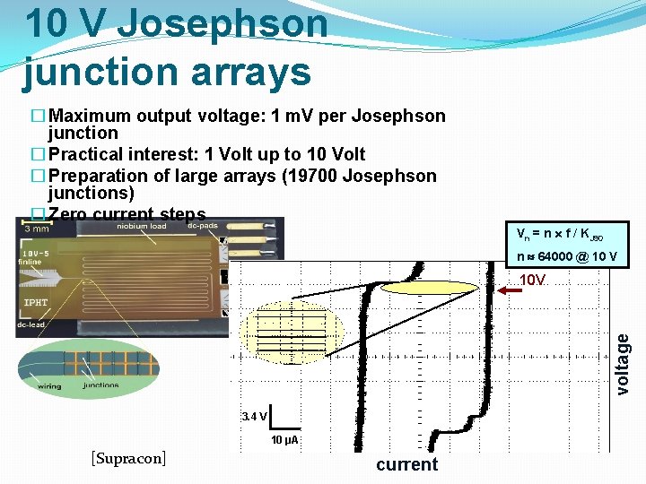 10 V Josephson junction arrays � Maximum output voltage: 1 m. V per Josephson