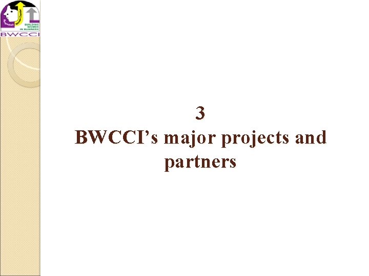 3 BWCCI’s major projects and partners 