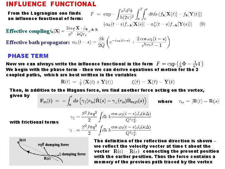 INFLUENCE FUNCTIONAL From the Lagrangian one finds an influence functional of form: Effective coupling