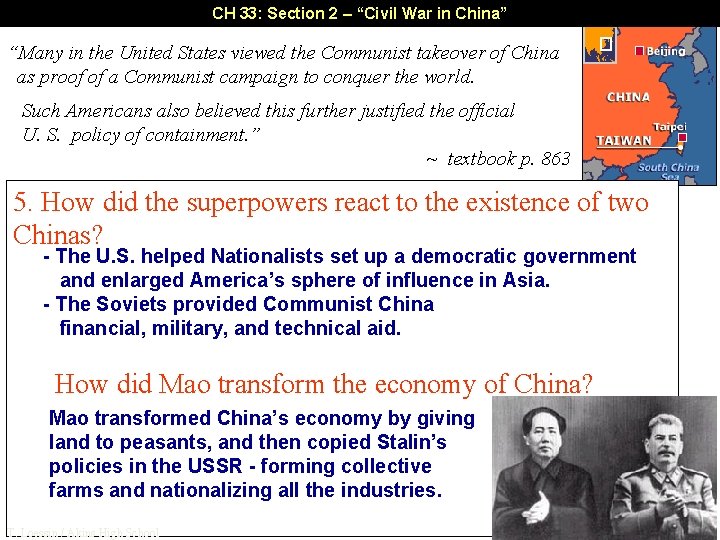 CH 33: Section 2 – “Civil War in China” “Many in the United States