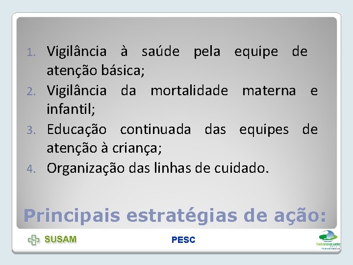 Vigilância à saúde pela equipe de atenção básica; 2. Vigilância da mortalidade materna e