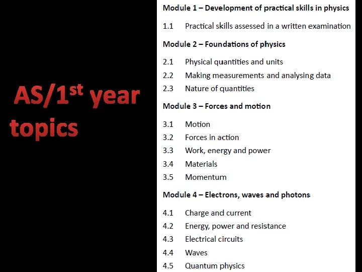 st AS/1 topics year 