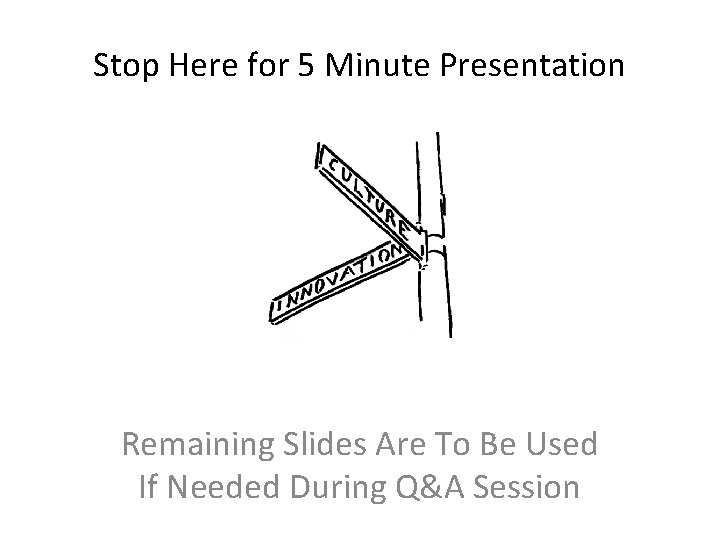 Stop Here for 5 Minute Presentation Remaining Slides Are To Be Used If Needed