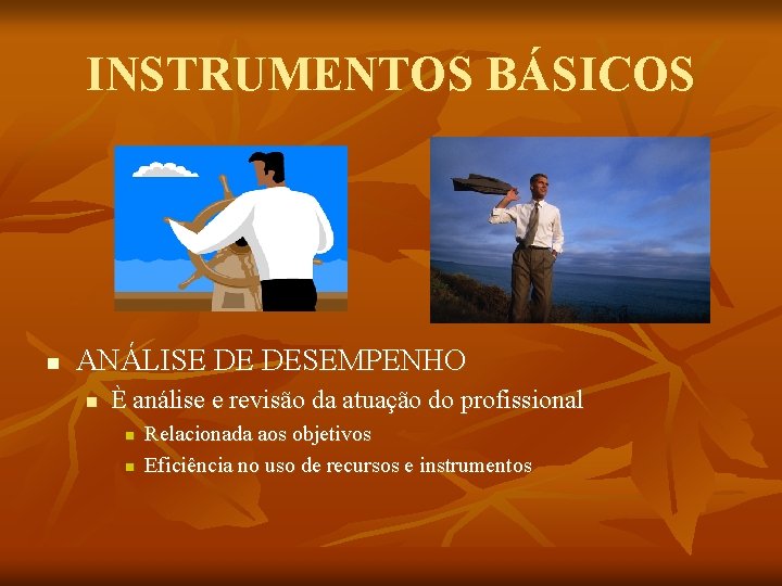 INSTRUMENTOS BÁSICOS n ANÁLISE DE DESEMPENHO n È análise e revisão da atuação do