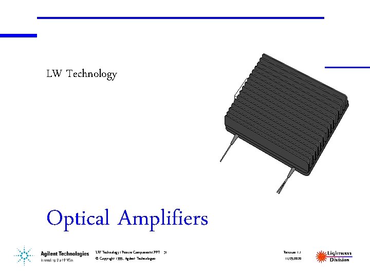 LW Technology Optical Amplifiers LW Technology (Passive Components). PPT - 31 © Copyright 1999,