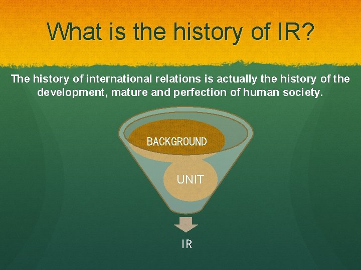 What is the history of IR? The history of international relations is actually the