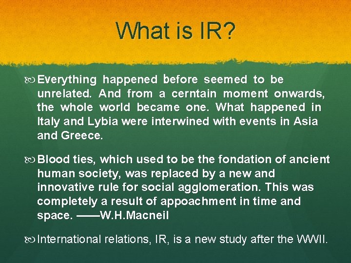 What is IR? Everything happened before seemed to be unrelated. And from a cerntain