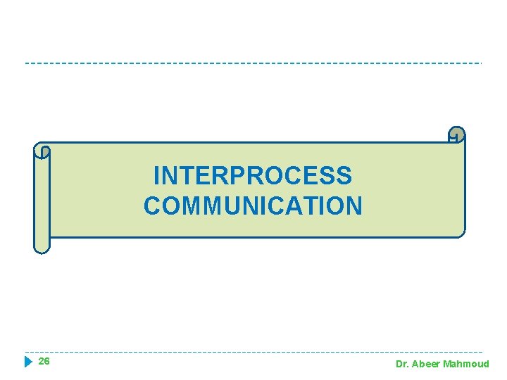 INTERPROCESS COMMUNICATION 26 Dr. Abeer Mahmoud 