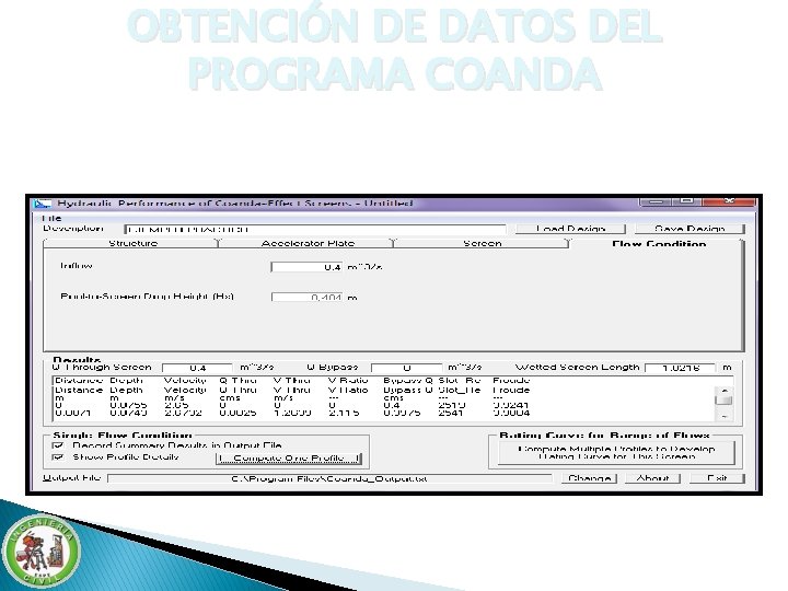 OBTENCIÓN DE DATOS DEL PROGRAMA COANDA Del siguiente grafico, obtenemos los siguientes datos: Qr OBTENCIÓN DE DATOS DEL PROGRAMA COANDA Del siguiente grafico, obtenemos los siguientes datos: Qr