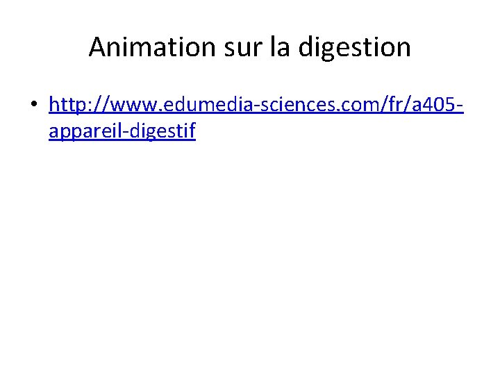 Animation sur la digestion • http: //www. edumedia-sciences. com/fr/a 405 appareil-digestif 