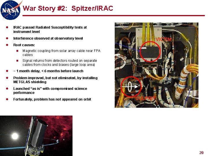 War Story #2: Spitzer/IRAC l IRAC passed Radiated Susceptibility tests at instrument level l