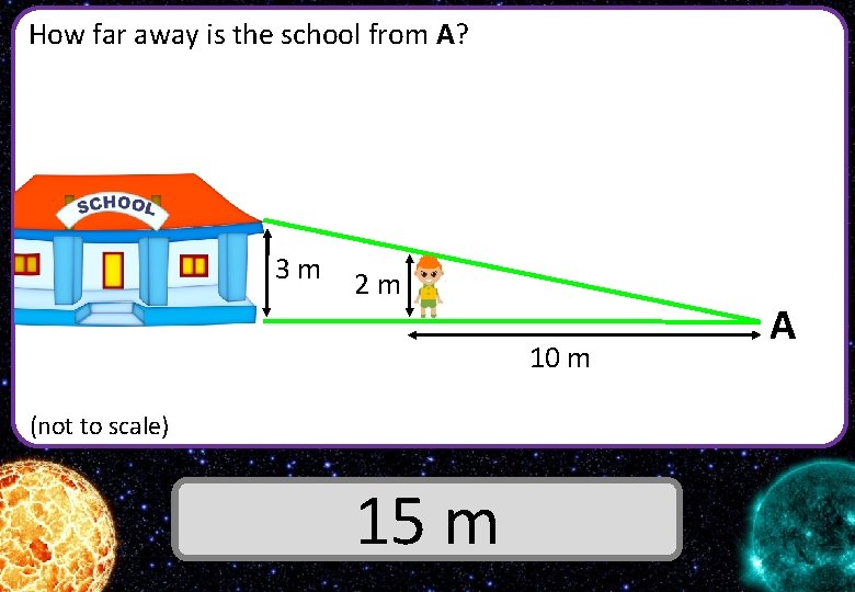 How far away is the school from A? 3 m 2 m 10 m