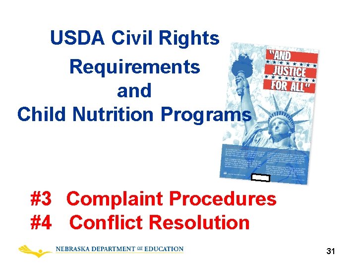 USDA Civil Rights Requirements and Child Nutrition Programs #3 Complaint Procedures #4 Conflict Resolution