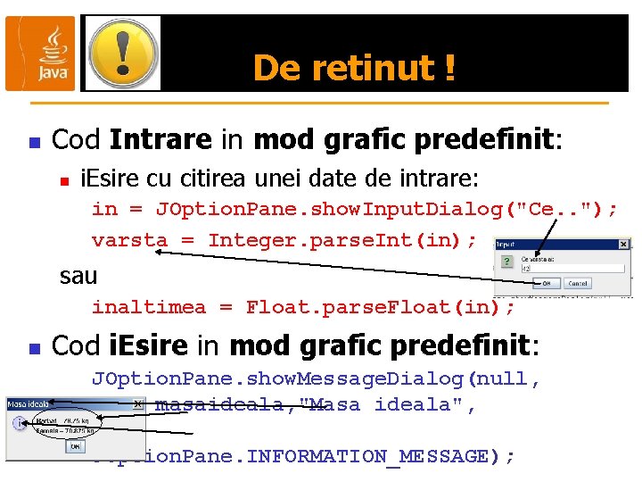 De retinut ! n Cod Intrare in mod grafic predefinit: n i. Esire cu