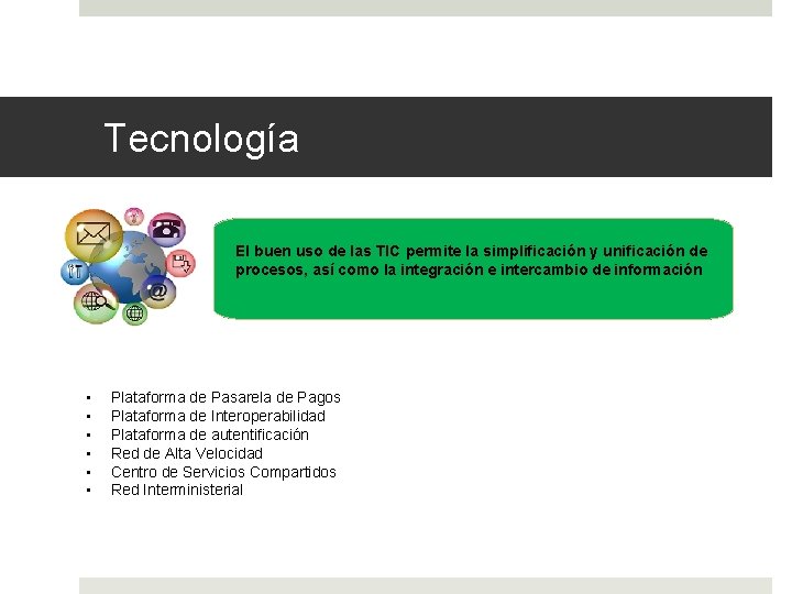 Tecnología El buen uso de las TIC permite la simplificación y unificación de procesos,