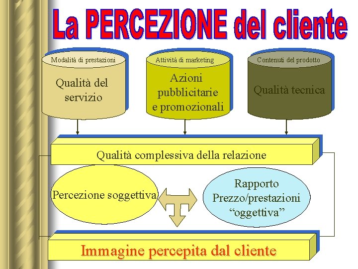 Modalità di prestazioni Qualità del servizio Attività di marketing Azioni pubblicitarie e promozionali Contenuti