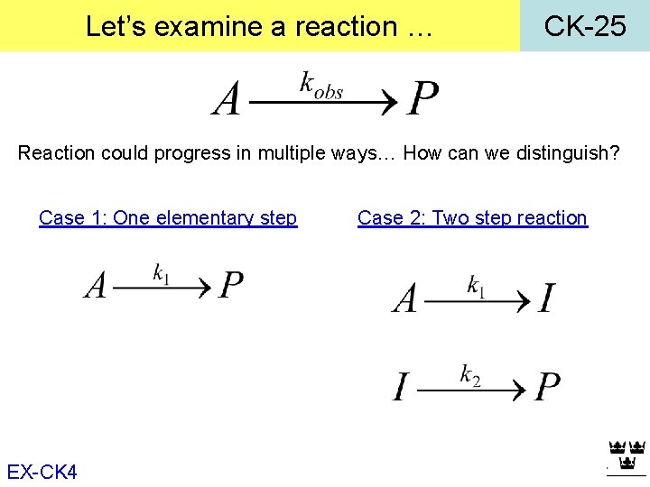 Let’s examine a reaction … CK-25 Reaction could progress in multiple ways… How can