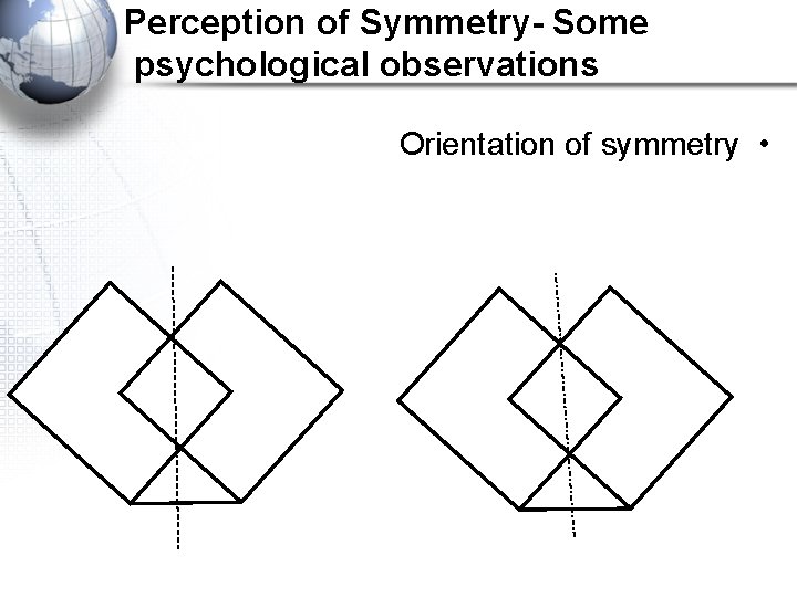 Perception of Symmetry- Some psychological observations Orientation of symmetry • 