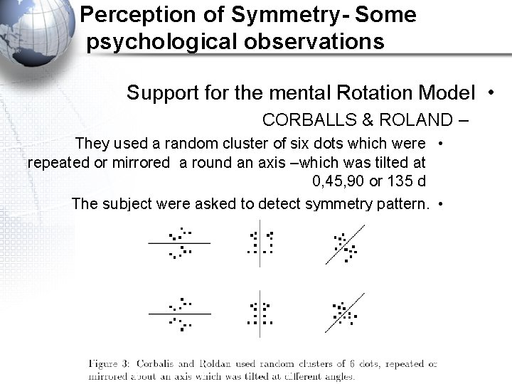 Perception of Symmetry- Some psychological observations Support for the mental Rotation Model • CORBALLS