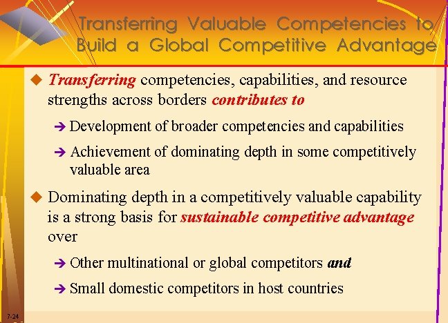 Transferring Valuable Competencies to Build a Global Competitive Advantage u Transferring competencies, capabilities, and Transferring Valuable Competencies to Build a Global Competitive Advantage u Transferring competencies, capabilities, and