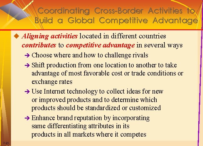 Coordinating Cross-Border Activities to Build a Global Competitive Advantage u Aligning activities located in Coordinating Cross-Border Activities to Build a Global Competitive Advantage u Aligning activities located in