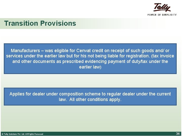 Transition Provisions Manufacturers – was eligible for Cenvat credit on receipt of such goods