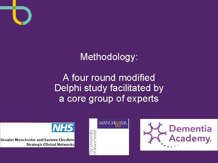 Methodology: A four round modified Delphi study facilitated by a core group of experts