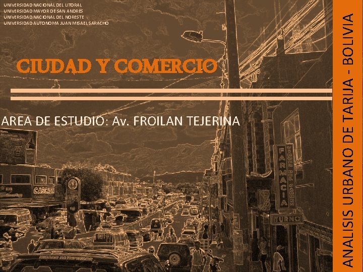 CIUDAD Y COMERCIO AREA DE ESTUDIO: Av. FROILAN TEJERINA ANALISIS URBANO DE TARIJA - CIUDAD Y COMERCIO AREA DE ESTUDIO: Av. FROILAN TEJERINA ANALISIS URBANO DE TARIJA -