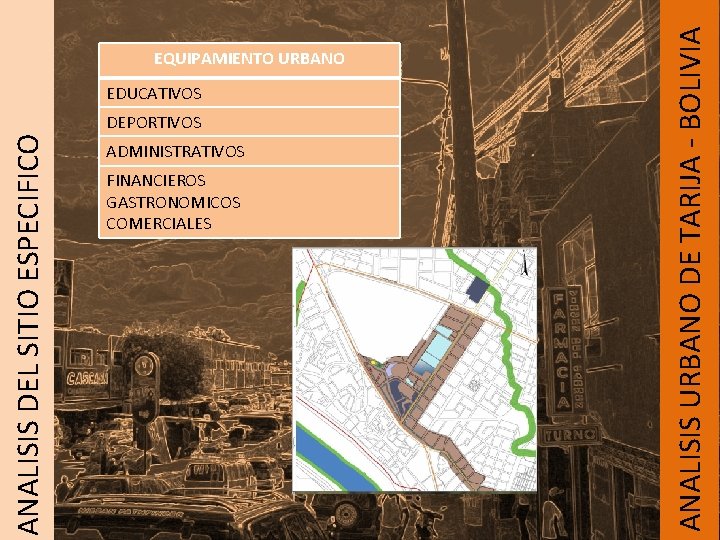 EDUCATIVOS ANALISIS DEL SITIO ESPECIFICO DEPORTIVOS ADMINISTRATIVOS FINANCIEROS GASTRONOMICOS COMERCIALES ANALISIS URBANO DE TARIJA