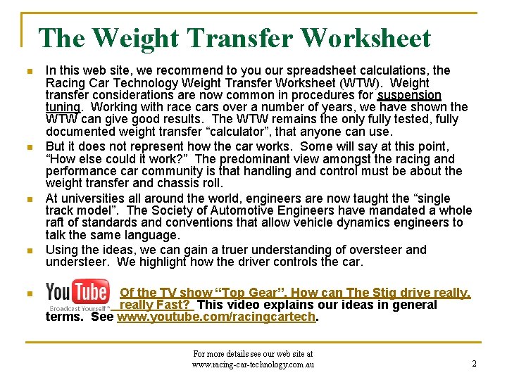 The Weight Transfer Worksheet n n n In this web site, we recommend to