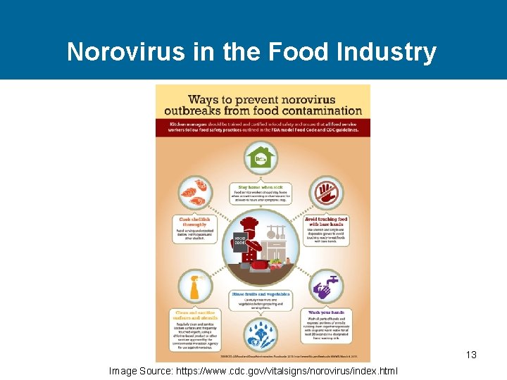 Norovirus in the Food Industry 13 Image Source: https: //www. cdc. gov/vitalsigns/norovirus/index. html 