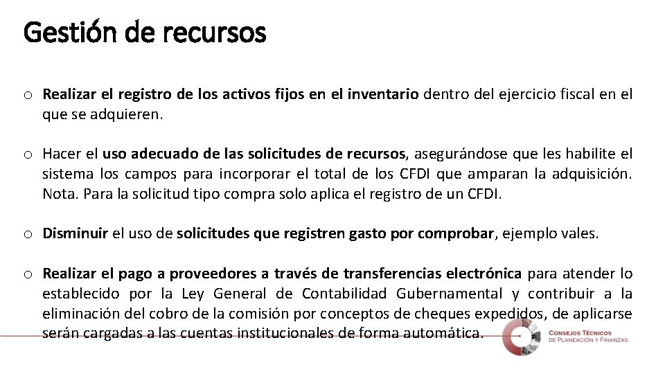 Gestión de recursos o Realizar el registro de los activos fijos en el inventario