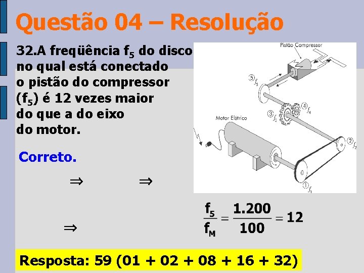 Questão 04 – Resolução 32. A freqüência f 5 do disco no qual está