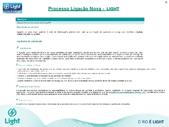 13 Processo Ligação Nova - LIGHT 