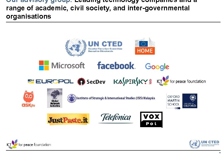 Our advisory group: Leading technology companies and a range of academic, civil society, and